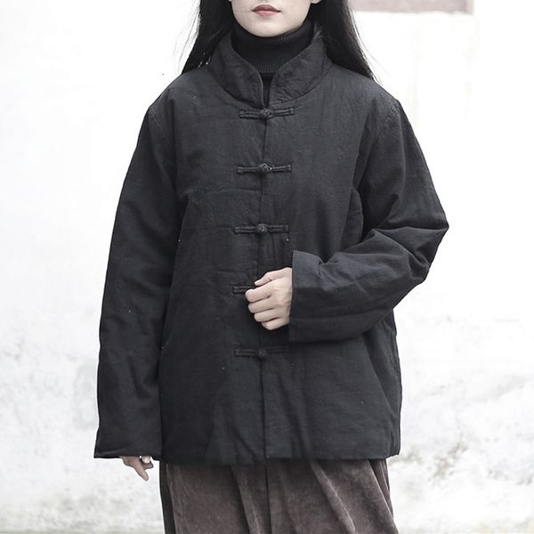 women chinese style autumn winter parkas vintage cotton linen coats 2019 new female pankou long sleeve warm parkas stand, Black
women chinese style autumn winter parkas vintage cotton linen coats 2019 new female pankou long sleeve warm parkas stand, Black