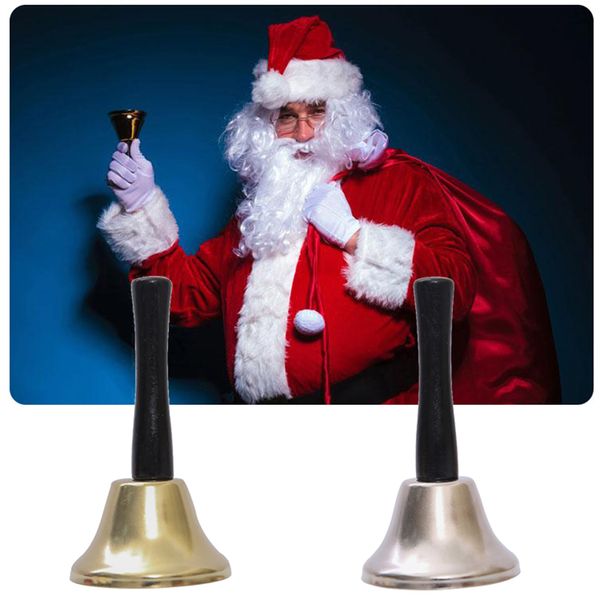 

1pc christmas handbell service hand bells gold/silver school restaurant service l reception call jingle ringtones xmas decor