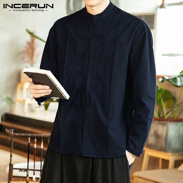 incerun traditional retro men solid long sleeve collar shirt fashion joker buckle autumn streetwear casual cotton mens blouse, White;black
incerun traditional retro men solid long sleeve collar shirt fashion joker buckle autumn streetwear casual cotton mens blouse, White;black