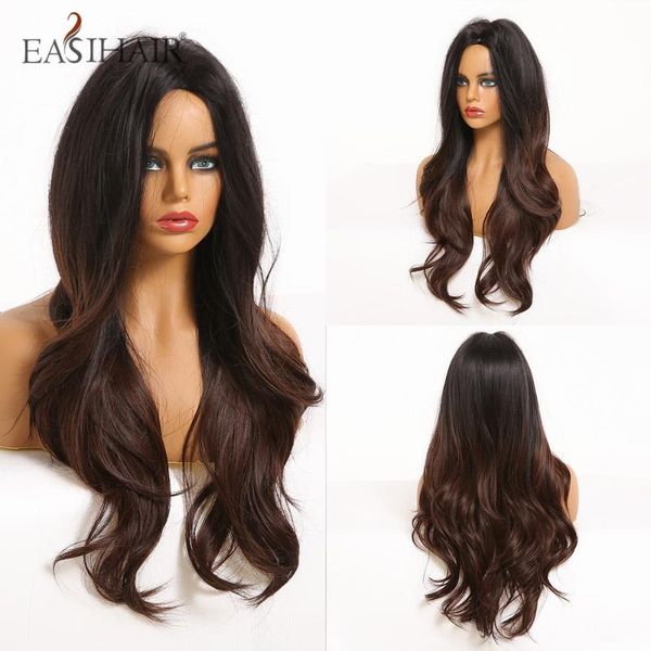 easihair long dark brown ombre synthetic wigs middle part wavy wigs for women afro natural wave cosplay heat resistant wig, Black
easihair long dark brown ombre synthetic wigs middle part wavy wigs for women afro natural wave cosplay heat resistant wig, Black