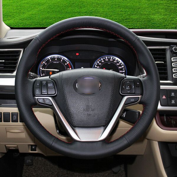 black leather red stitch car steering wheel cover for toyota highlander 2015
black leather red stitch car steering wheel cover for toyota highlander 2015