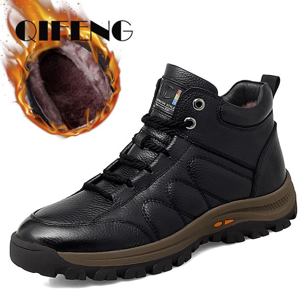 genuine leather boots men ankle men winter shoes warm fur outdoor cotton shoes snow boots non-slip male thick wool, Black
genuine leather boots men ankle men winter shoes warm fur outdoor cotton shoes snow boots non-slip male thick wool, Black