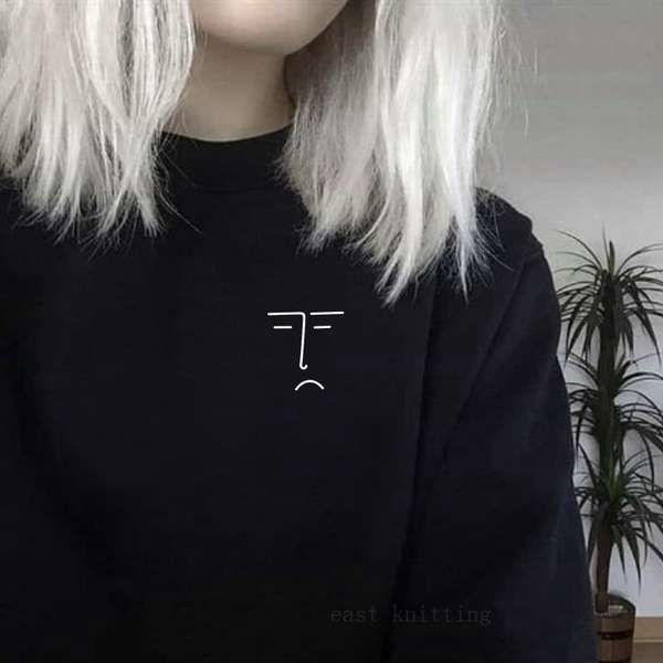 Indifferent Face Sweatshirt Top Jumper Aesthetic Shirt graphic cute kawaii Clothing Funny Drawing Art Arty Abstract fact tops, Black
Indifferent Face Sweatshirt Top Jumper Aesthetic Shirt graphic cute kawaii Clothing Funny Drawing Art Arty Abstract fact tops, Black