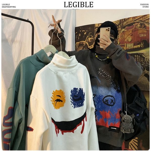 legible men 2019 winter turtleneck funny graffiti sweatshirts mens thicken warm outwear coat sweatshirt male pullovers tpos, Black
legible men 2019 winter turtleneck funny graffiti sweatshirts mens thicken warm outwear coat sweatshirt male pullovers tpos, Black
