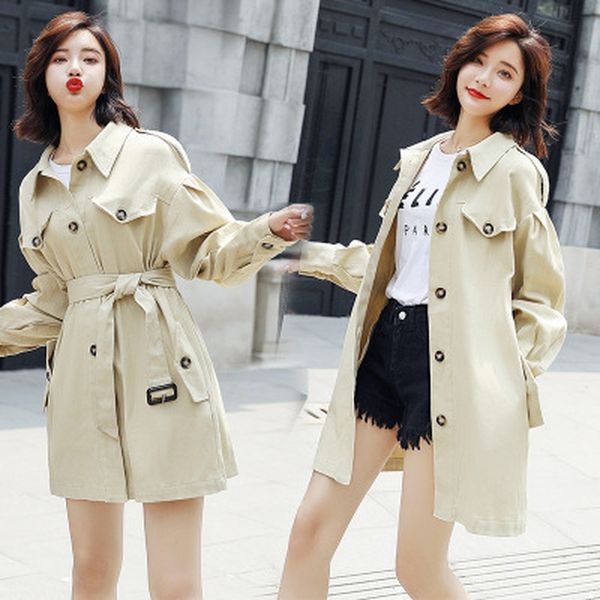2019 spring and autumn new fashion women's slim body slim long thin coat, Tan;black
2019 spring and autumn new fashion women's slim body slim long thin coat, Tan;black