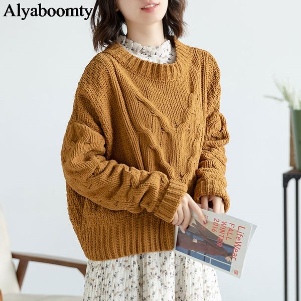 plus size autumn winter women knitted pullover round neck thicken warm oversized baggy pullover elegant vintage korean outerwear, White;black
plus size autumn winter women knitted pullover round neck thicken warm oversized baggy pullover elegant vintage korean outerwear, White;black