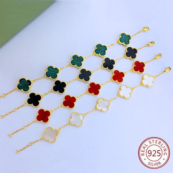 s925 sterling silver four-leaf clover bracelet female models european and american fashion hand jewelry christmas gifts, Black
s925 sterling silver four-leaf clover bracelet female models european and american fashion hand jewelry christmas gifts, Black