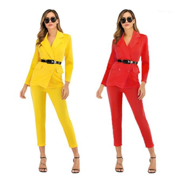 two piece pants fashion official style solid color long sleeve women suit sets urban womens clothing 2020 spring women, White
two piece pants fashion official style solid color long sleeve women suit sets urban womens clothing 2020 spring women, White