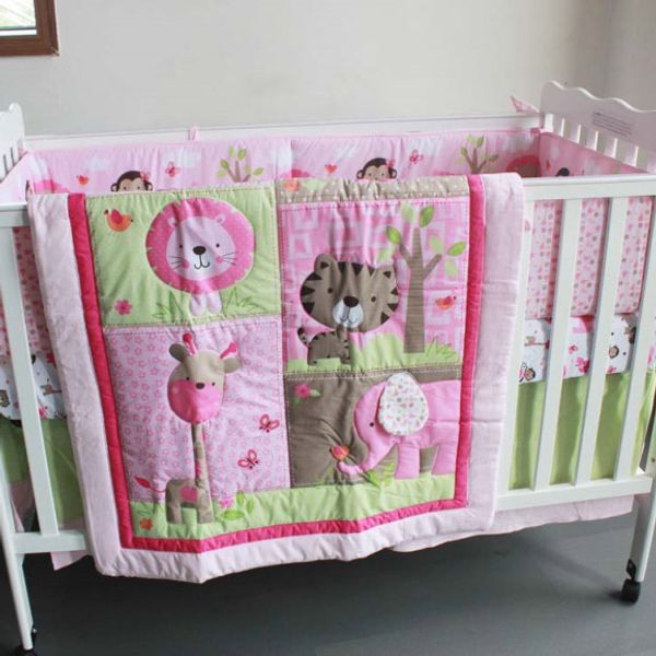pink nursery bedding 7 piece with monkey lion tiger elephant printing baby girl cot set kit with bumpers quilt fitted sheet
pink nursery bedding 7 piece with monkey lion tiger elephant printing baby girl cot set kit with bumpers quilt fitted sheet