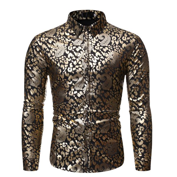 mens black paisley floral foil print dress shirts 2019 brand slim fit long sleeve shirt men busienss casual social shirt male, White;black
mens black paisley floral foil print dress shirts 2019 brand slim fit long sleeve shirt men busienss casual social shirt male, White;black