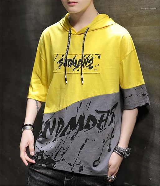 mens fashion panelled tees designer hooded collar pullover letter print tshirt mens standard short sleeve clothes, White;black
mens fashion panelled tees designer hooded collar pullover letter print tshirt mens standard short sleeve clothes, White;black