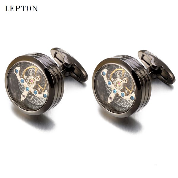 Movement Tourbillon Cufflinks For Mens Wedding Groom Mechanical Watch Steampunk Gear Cufflinks Relojes Gemelos Cj191116