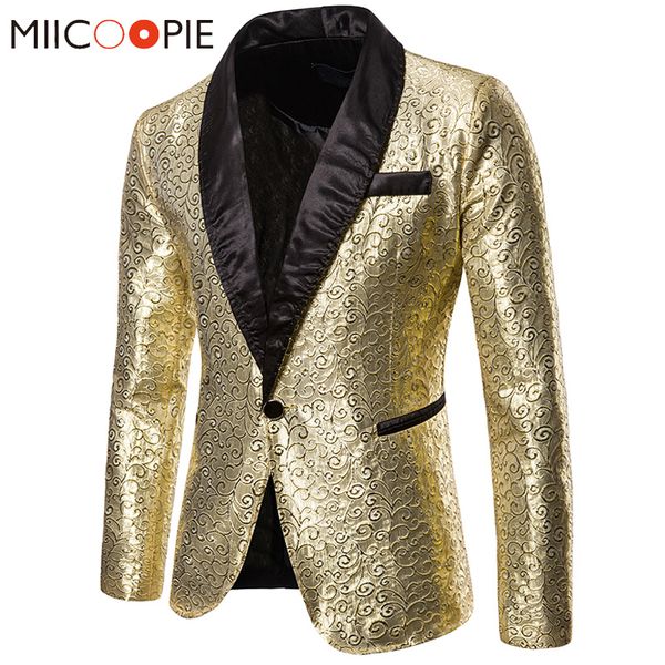 shiny gold floral mens suit jacket blazers wedding dress 2019 new luxury blazer masculino nightclub wedding party singer clothes, White;black
shiny gold floral mens suit jacket blazers wedding dress 2019 new luxury blazer masculino nightclub wedding party singer clothes, White;black
