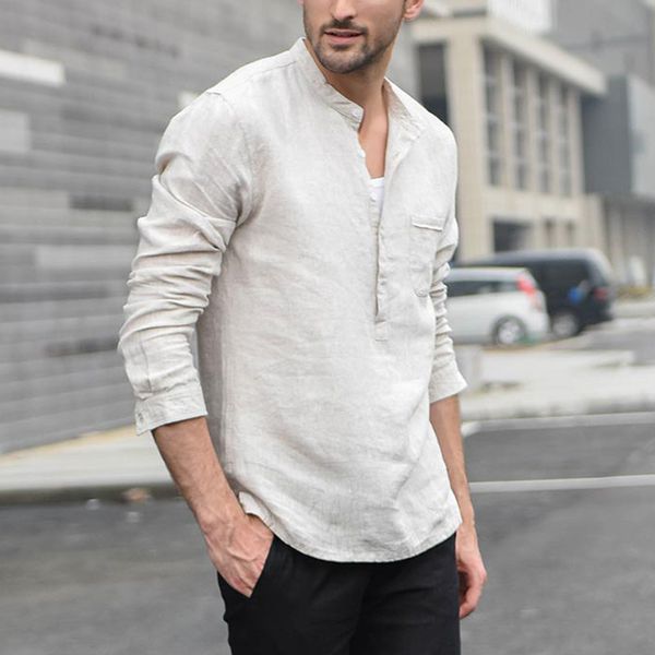 2019 summer plus size men's baggy solid cotton linen long sleeve button pocket shirts -2xl camisa masculina camisas hombre, White;black
2019 summer plus size men's baggy solid cotton linen long sleeve button pocket shirts -2xl camisa masculina camisas hombre, White;black