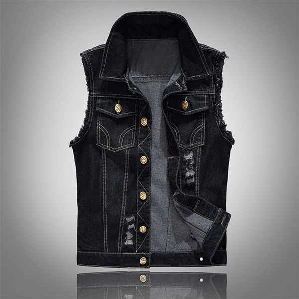 men's denim vest spring autumn vintage design male black sleeveless jackets men hole jeans brand waistcoat plus size s-6xl, Black;white
men's denim vest spring autumn vintage design male black sleeveless jackets men hole jeans brand waistcoat plus size s-6xl, Black;white