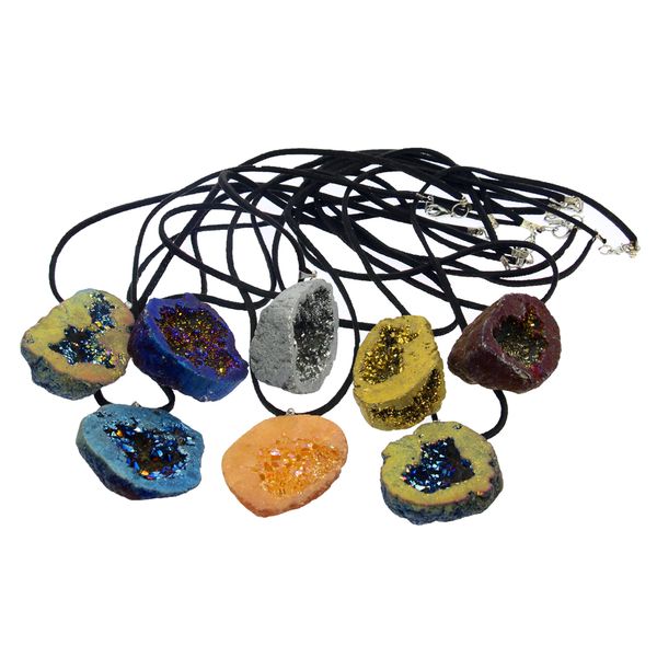 fashion natural agate stone pendant handmade irregular agate geode leather rope pendant necklace, Silver
fashion natural agate stone pendant handmade irregular agate geode leather rope pendant necklace, Silver