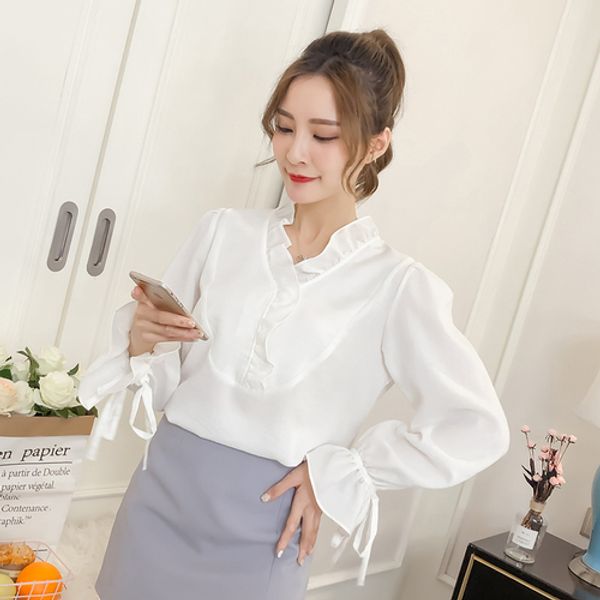 2019 new autumn fashion women shirts flare full sleeve black collar blouse shirt white pink 6022
2019 new autumn fashion women shirts flare full sleeve black collar blouse shirt white pink 6022