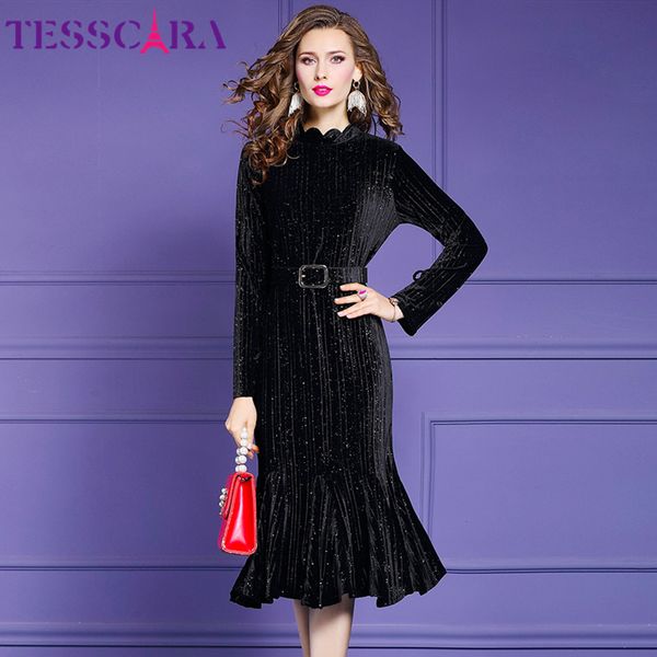 tesscara women autumn & winter elegant velvet dress female designer office party robe vintage cocktail vestidos, Black;gray
tesscara women autumn & winter elegant velvet dress female designer office party robe vintage cocktail vestidos, Black;gray