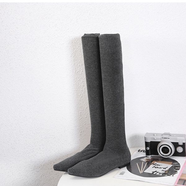 fashion stretch-knit women's boots stitching low heel women shoes pointed toe women boot over the knee femal, Black
fashion stretch-knit women's boots stitching low heel women shoes pointed toe women boot over the knee femal, Black