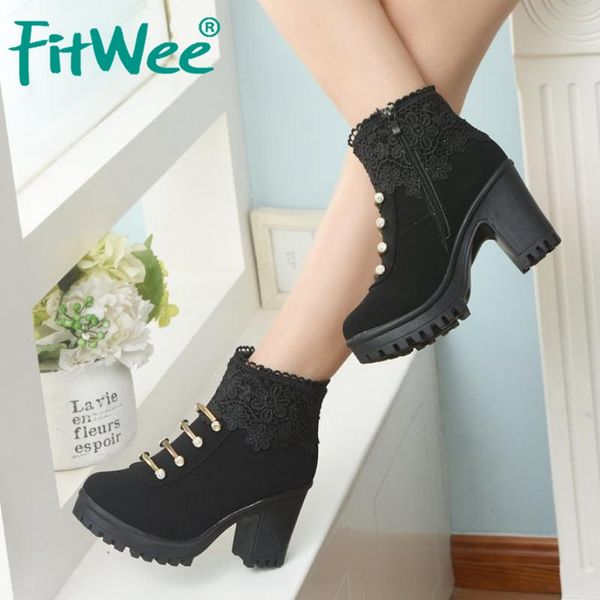 fitwee high heels ankle boots for women autumn winter platform shoes fashion flowers string beads short boots size 35-40, Black
fitwee high heels ankle boots for women autumn winter platform shoes fashion flowers string beads short boots size 35-40, Black
