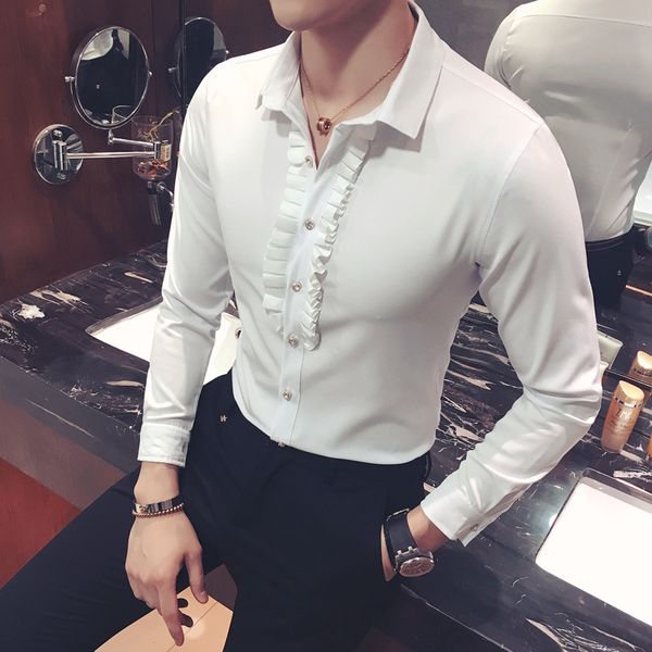 2019 new tuxedo shirt lace collar unique designer vintage wedding shirt long sleeve slim fit gothic men chemise homme, White;black
2019 new tuxedo shirt lace collar unique designer vintage wedding shirt long sleeve slim fit gothic men chemise homme, White;black