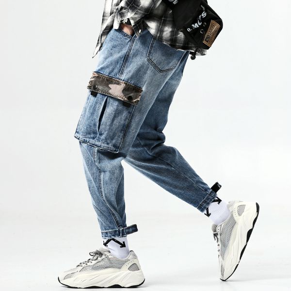 fashion streetwear men jeans retro vintage designer loose fit patch big pocket cargo pants slack bottom hip hop jogger jeans men, Blue
fashion streetwear men jeans retro vintage designer loose fit patch big pocket cargo pants slack bottom hip hop jogger jeans men, Blue