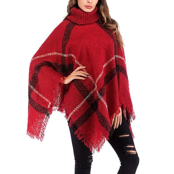 poncho style loose casual tassel sweater autumn winter turtleneck knitted sweater cloak women plaid long pullovers, Black
poncho style loose casual tassel sweater autumn winter turtleneck knitted sweater cloak women plaid long pullovers, Black