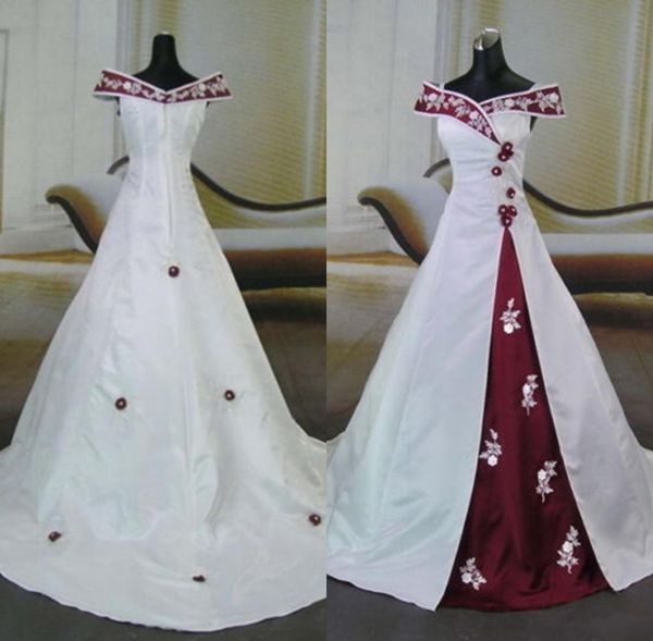 Hot Sale White and Red Country Wedding Dresses Off Shoulder Flowers Applique Satin A-line Camo Bridal Gowns vestido de noiva Custom Made
Hot Sale White and Red Country Wedding Dresses Off Shoulder Flowers Applique Satin A-line Camo Bridal Gowns vestido de noiva Custom Made