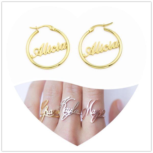 custom name earring ring jewelry set for women personalized nameplate stackable birthday gifts, Silver
custom name earring ring jewelry set for women personalized nameplate stackable birthday gifts, Silver
