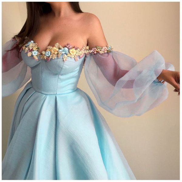 evening dress puff sleeves party gowns robe de soiree formal prom dress plunging 3d flower off the shoulder evening gowns, Black
evening dress puff sleeves party gowns robe de soiree formal prom dress plunging 3d flower off the shoulder evening gowns, Black