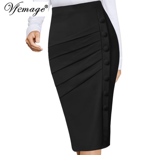 vfemage womens elegant retro pleated ruched side buttons high waist work office business casual party bodycon pencil skirt 10090, Black
vfemage womens elegant retro pleated ruched side buttons high waist work office business casual party bodycon pencil skirt 10090, Black