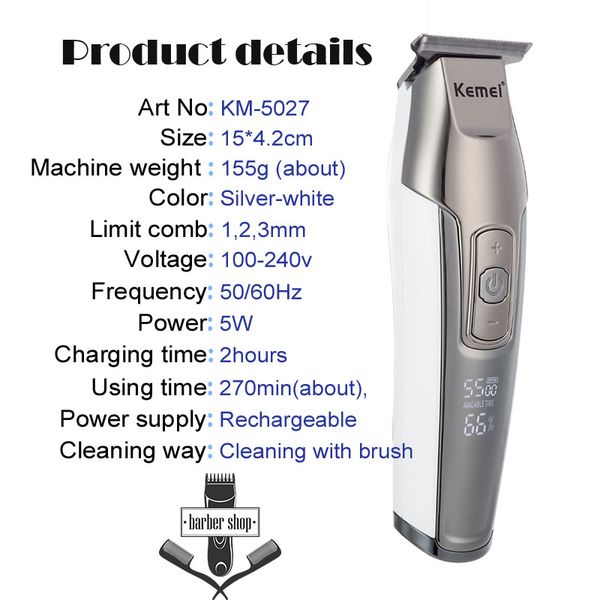 kemei professional electric hair clipper maquina de barbear hair trimmer haircut shaving machine kit km-5027 newclipper qdmya
kemei professional electric hair clipper maquina de barbear hair trimmer haircut shaving machine kit km-5027 newclipper qdmya