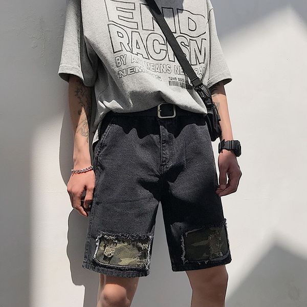 2019 spring and summer new national tide men's comfortable port wind camouflage hole stitching loose five points casual jeans, Blue
2019 spring and summer new national tide men's comfortable port wind camouflage hole stitching loose five points casual jeans, Blue