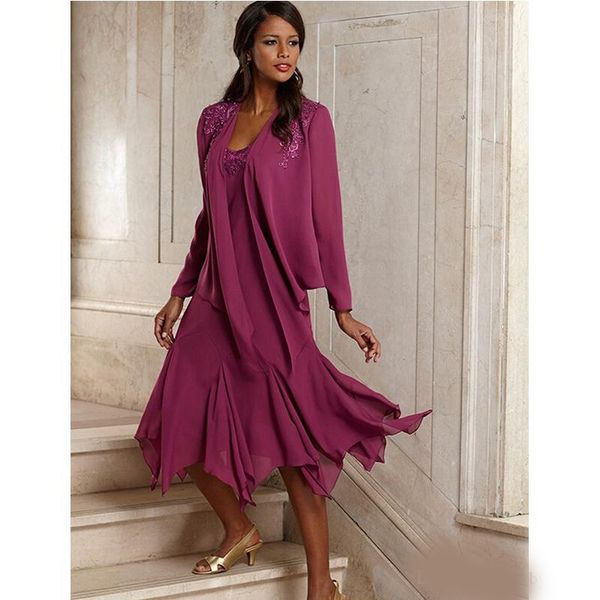 2020 vintage elegant chiffon plus size mother of the bride dresses with jacket tea length groom pant suits gowns for weddings, Black;red
2020 vintage elegant chiffon plus size mother of the bride dresses with jacket tea length groom pant suits gowns for weddings, Black;red