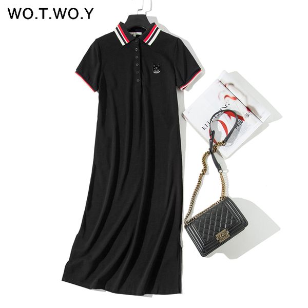 wotwoy 2020 summer long t shirt dresses women cartoon appliques cotton turn-down collar straight ankle-length dress female black, Black;pink
wotwoy 2020 summer long t shirt dresses women cartoon appliques cotton turn-down collar straight ankle-length dress female black, Black;pink