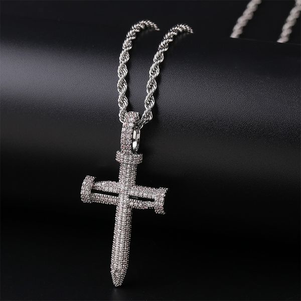 18k gold & white gold bling cubic zirconia nail cross pendant necklace for couples iced out valentine day hip hop jewelry gifts for lovers, Silver
18k gold & white gold bling cubic zirconia nail cross pendant necklace for couples iced out valentine day hip hop jewelry gifts for lovers, Silver