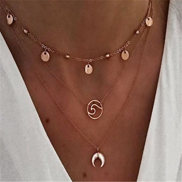 newbuy retro bohemian style multilayer necklace moon wave pendant necklace for women statement boho jewelry, Golden;silver
newbuy retro bohemian style multilayer necklace moon wave pendant necklace for women statement boho jewelry, Golden;silver