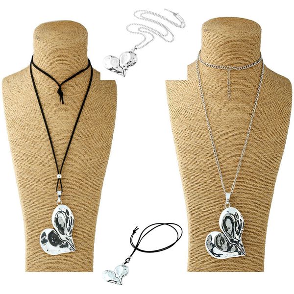 1 pcs lagenlook necklace antique sliver tone statement abstract metal large heart pendant long curb leather/link chain necklaces, Silver
1 pcs lagenlook necklace antique sliver tone statement abstract metal large heart pendant long curb leather/link chain necklaces, Silver