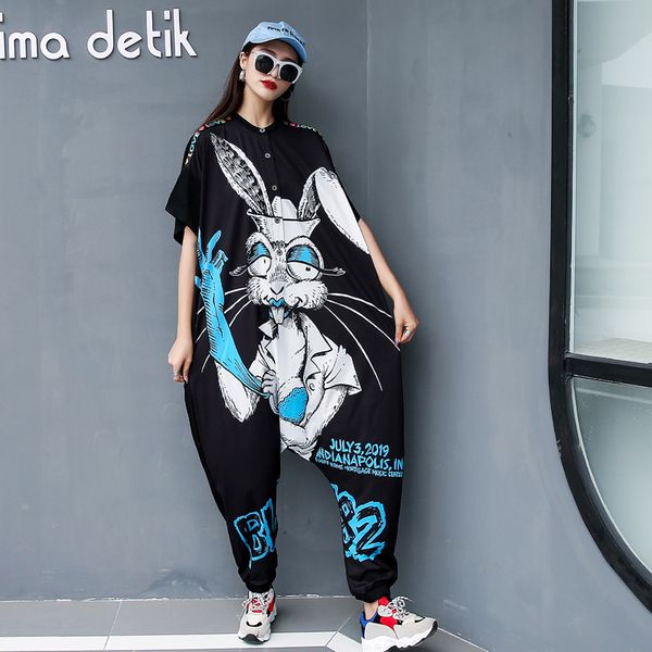 big size loose short sleeve jumpsuit cartoon one piece overalls high street hip hop dance pants, Black;white
big size loose short sleeve jumpsuit cartoon one piece overalls high street hip hop dance pants, Black;white