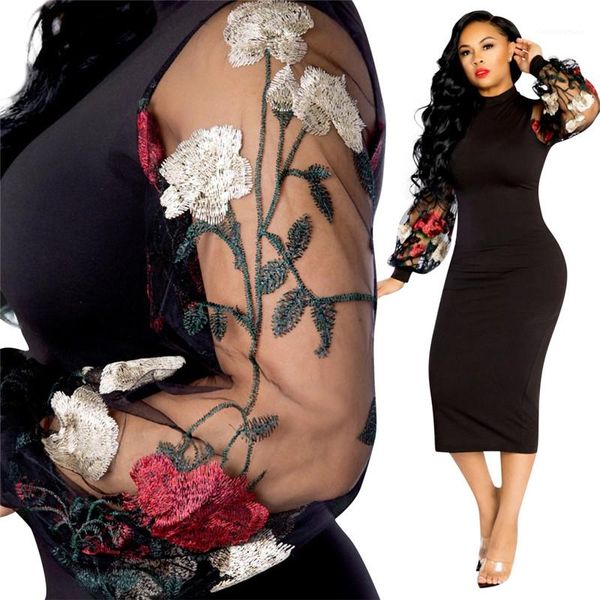 womens designer dresses panelled elegant sheer puff sleeved high collar bodycon pencil dresses fashion women dresses floral embroidery, Black;gray
womens designer dresses panelled elegant sheer puff sleeved high collar bodycon pencil dresses fashion women dresses floral embroidery, Black;gray