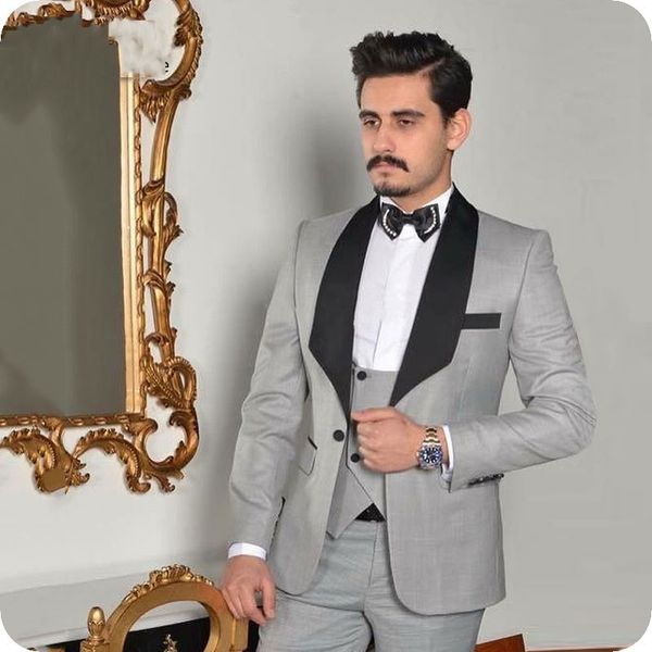 custom made grey men suits for wedding black shawl lapel 3piece slim fit groom tuxedos man blazers vintage costume homme ternos, White;black
custom made grey men suits for wedding black shawl lapel 3piece slim fit groom tuxedos man blazers vintage costume homme ternos, White;black