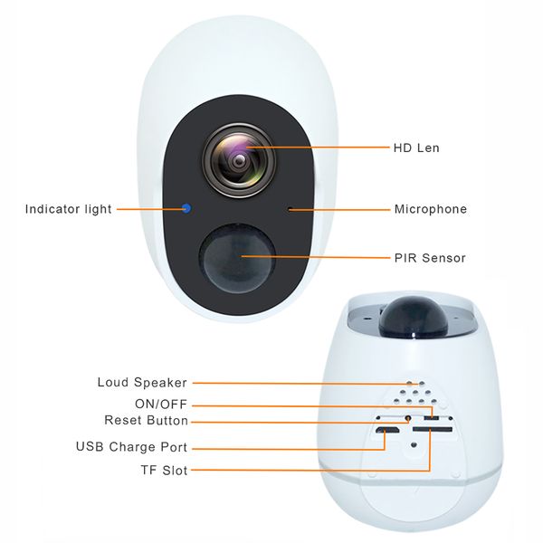2.0mp 1080p wifi pir motion detection home smart low power consumption battery powered mobile app control night vision camera, Black;white
2.0mp 1080p wifi pir motion detection home smart low power consumption battery powered mobile app control night vision camera, Black;white