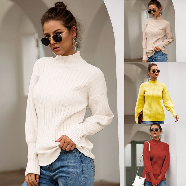 wholesale girrls solid color turtleneck fashion long vertical stripe slim causal comfortable knit sweater for women, White
wholesale girrls solid color turtleneck fashion long vertical stripe slim causal comfortable knit sweater for women, White