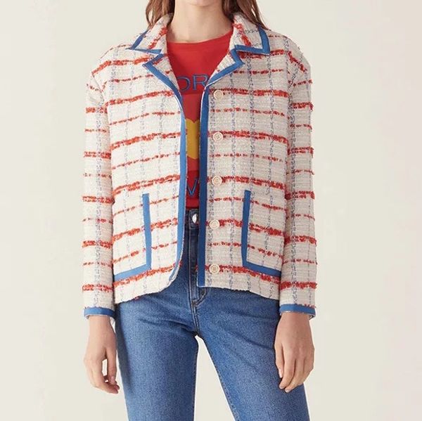 2019 spring new notched collar long sleeve hit the color plaid lady elegant short woolen coat, Black
2019 spring new notched collar long sleeve hit the color plaid lady elegant short woolen coat, Black