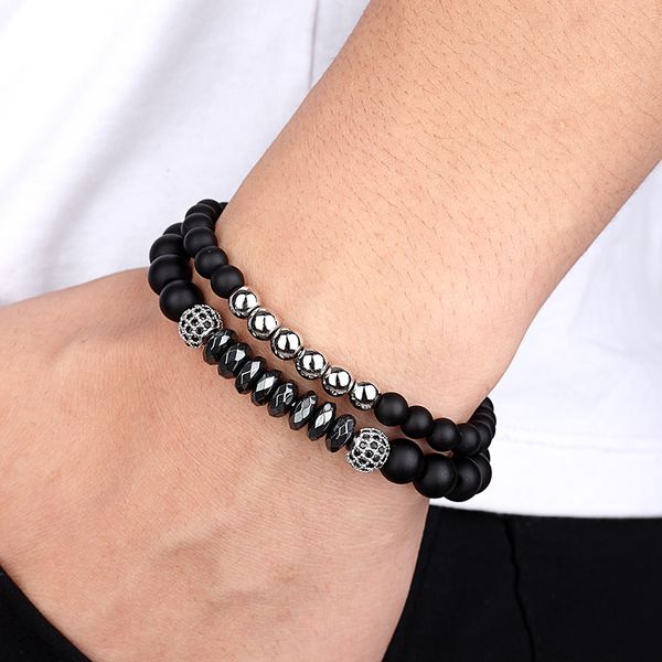 2 pcs/ fashion quality natural stone bead bracelet and black cz ball men's bracelet charm men's jewelry gift as657
2 pcs/ fashion quality natural stone bead bracelet and black cz ball men's bracelet charm men's jewelry gift as657