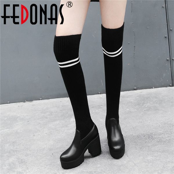 fedonas 2020 round toe platform women over the knee boots slip on comfortable riding boots knitting long party shoes woman, Black
fedonas 2020 round toe platform women over the knee boots slip on comfortable riding boots knitting long party shoes woman, Black