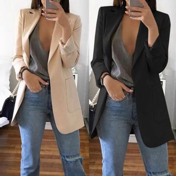 new women's casual mid coat lapel slim cardigan outdoor work suit jackets, Black;brown
new women's casual mid coat lapel slim cardigan outdoor work suit jackets, Black;brown