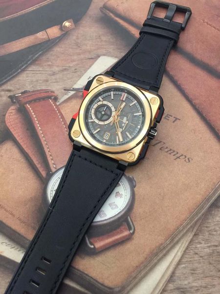 46mm outdoor bellross aviation skeleton dial mens watches square gold steel case quartz satch watch with black leather strap, Slivery;brown
46mm outdoor bellross aviation skeleton dial mens watches square gold steel case quartz satch watch with black leather strap, Slivery;brown