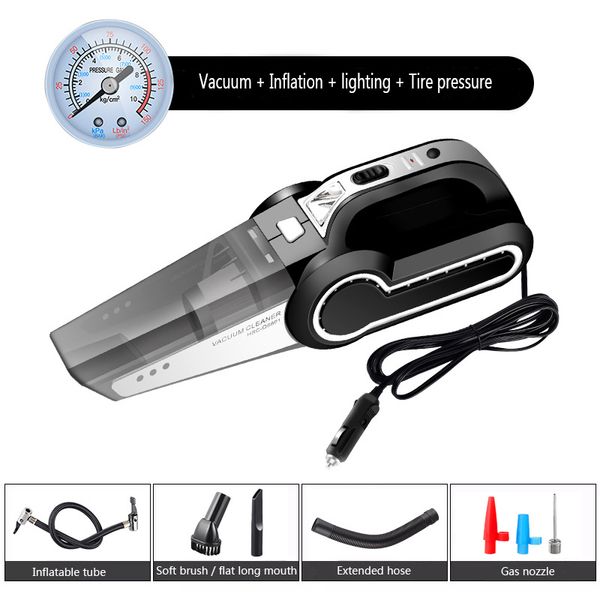 4-in-1 car portable wet/dry auto vacuum cleaner 12v 120w 4000mpa tire inflator pump pressure gauge led light
4-in-1 car portable wet/dry auto vacuum cleaner 12v 120w 4000mpa tire inflator pump pressure gauge led light