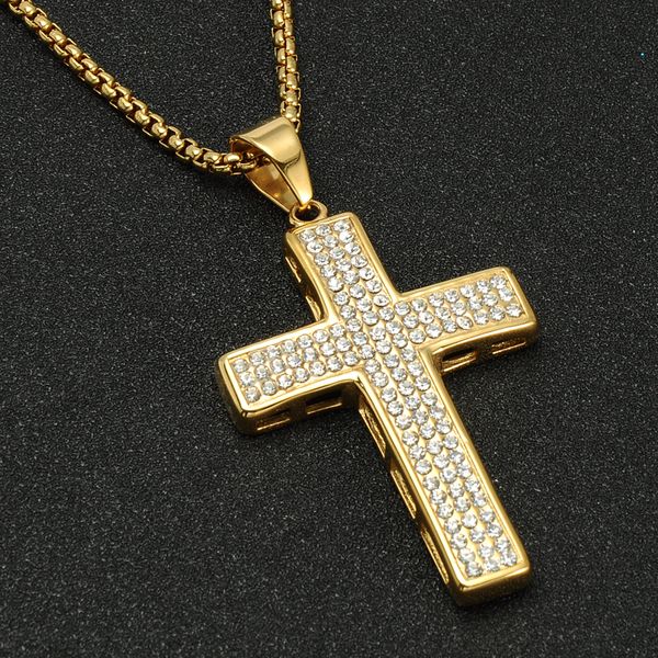 us7 iced out cross pendants necklaces stainless steel micro pave full rhinestone christian necklace for men hip hop jewelry, Silver
us7 iced out cross pendants necklaces stainless steel micro pave full rhinestone christian necklace for men hip hop jewelry, Silver
